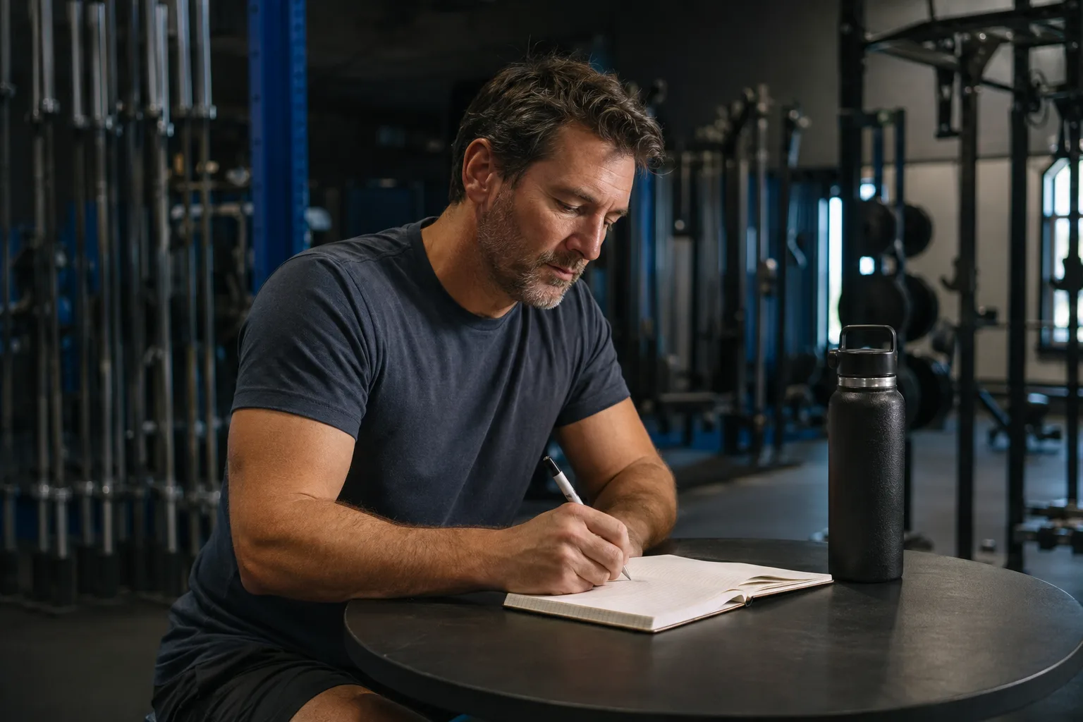 A client writing down his training goals