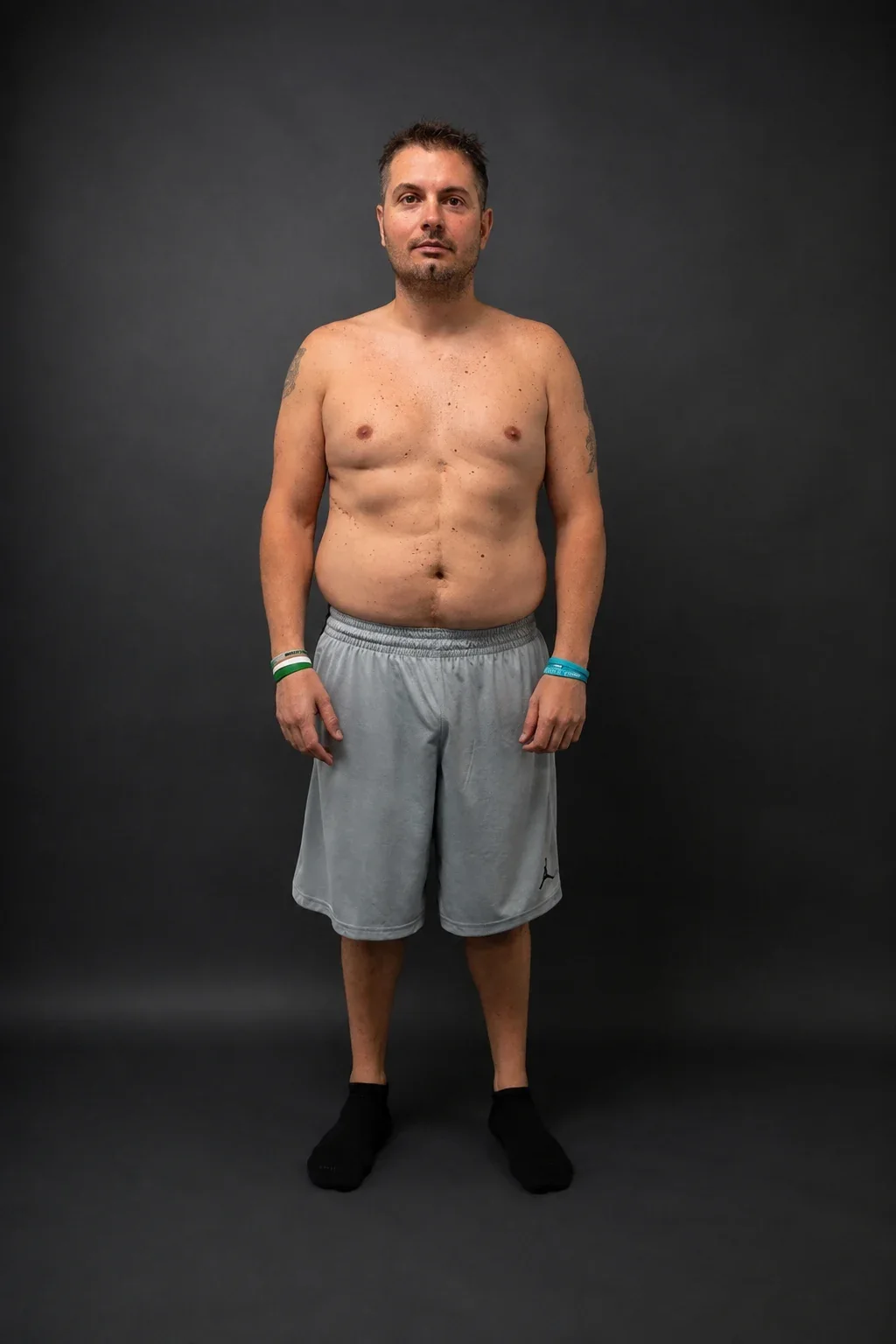 Christian Olsen, before-and-after comparison: before