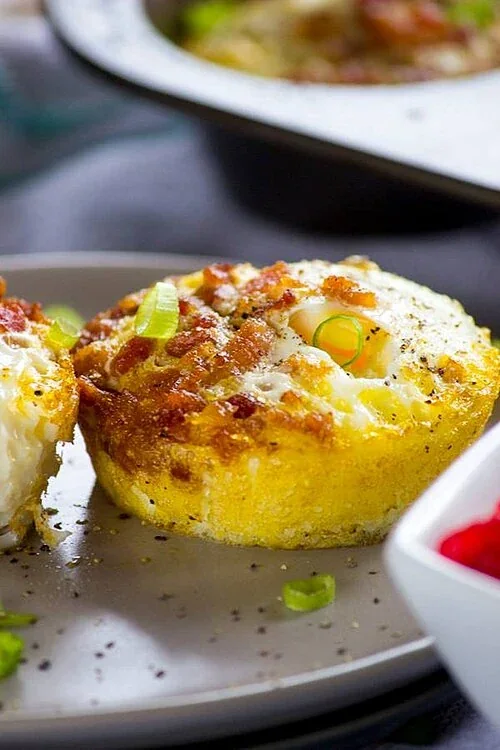 A baked savory egg muffin