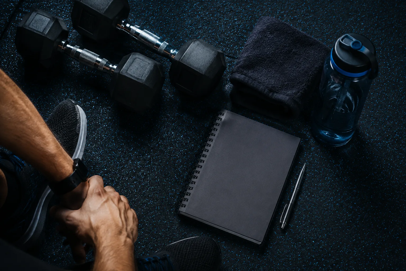 A notebook and simple training equipment