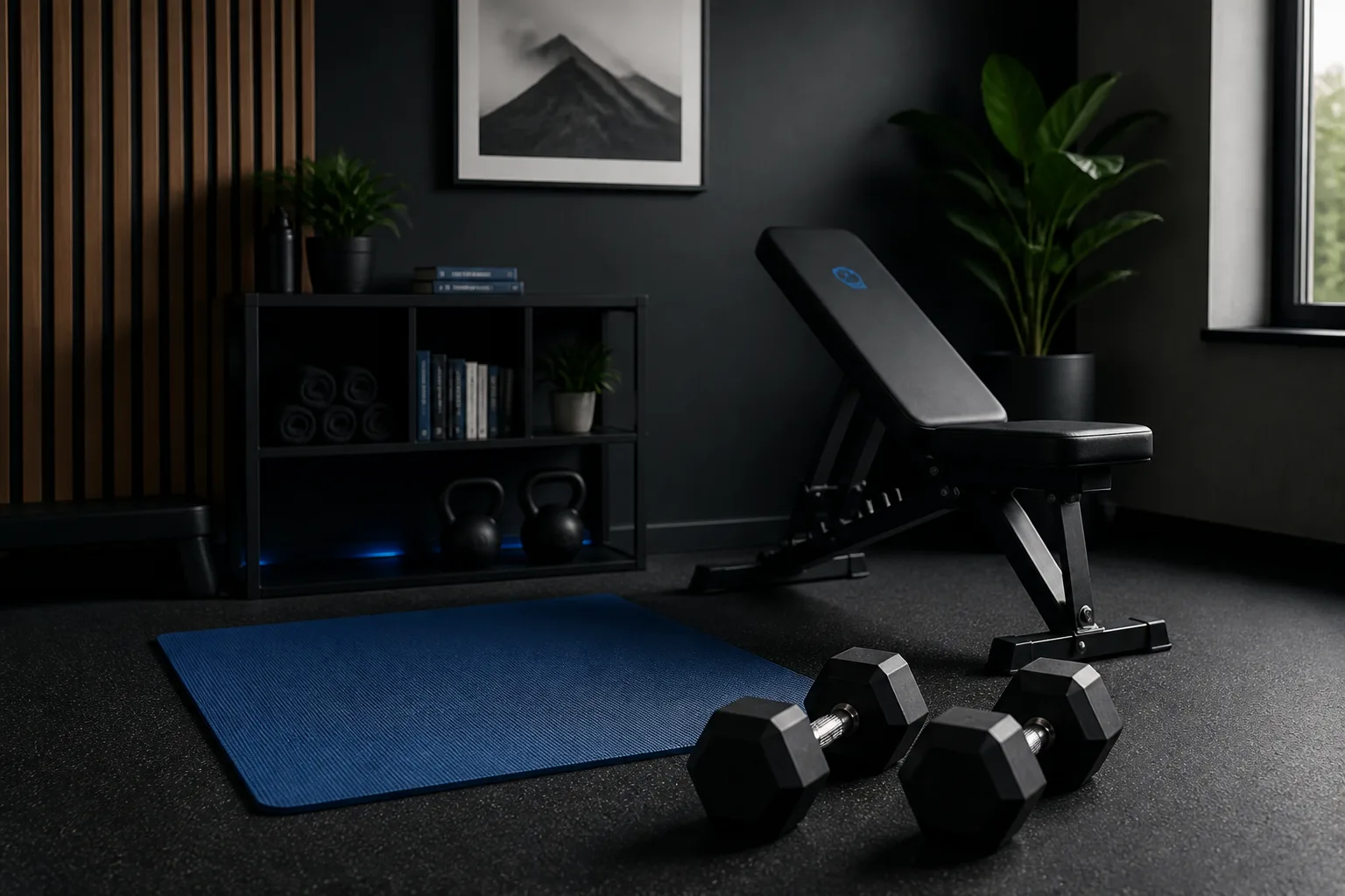 A compact home workout space