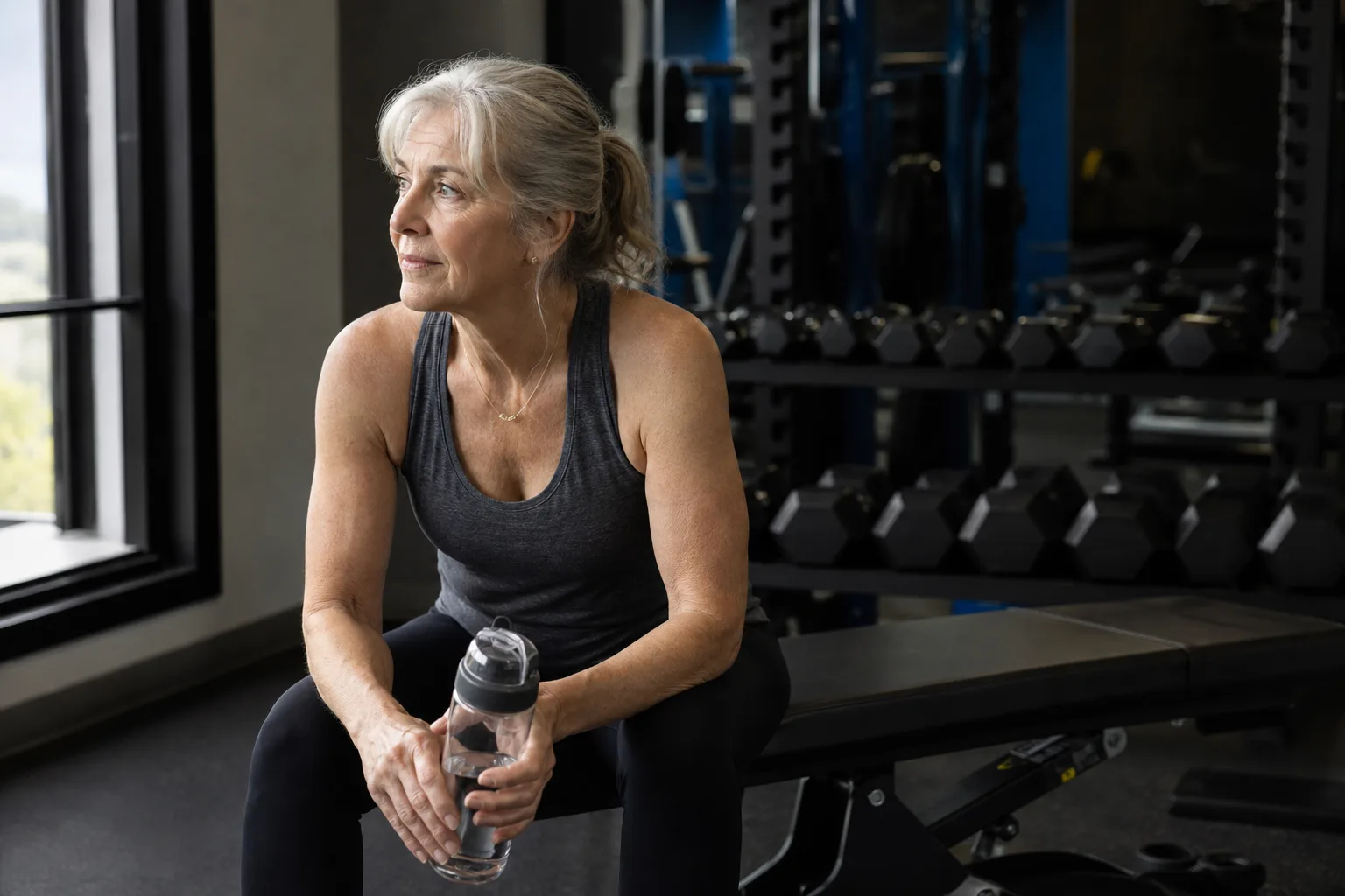 A woman resting after training